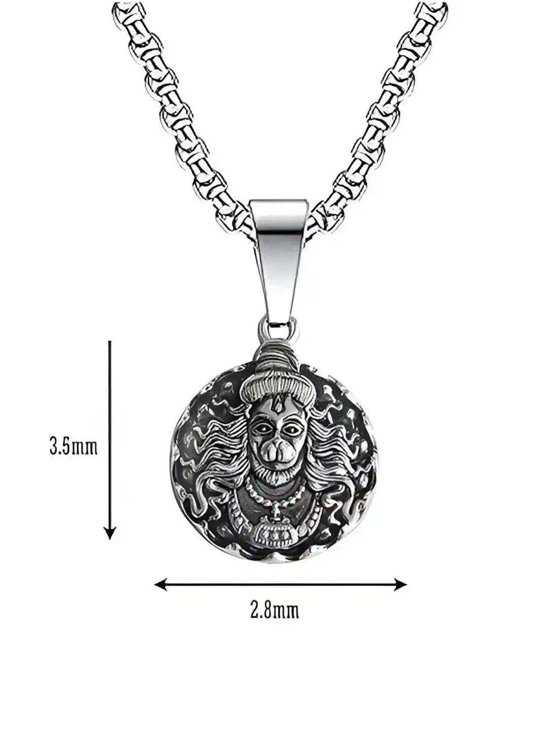 Hanuman Ji Pendant Oxidised Silver Chain